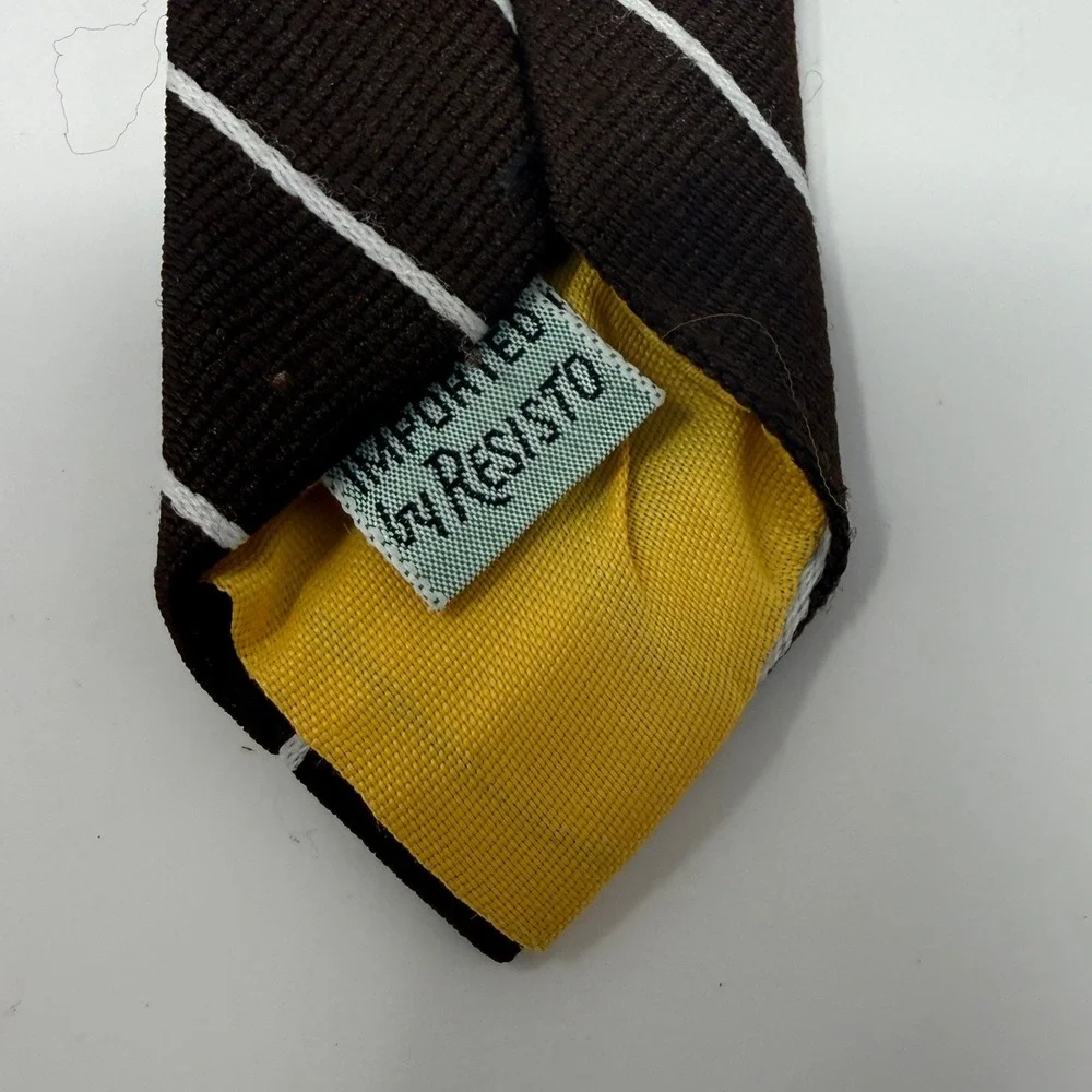 Resisto Mens Vintage Brown White Striped Necktie Classic Business Formal Tie